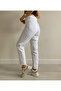 White Mom Stretch Fabric Women's Jean Denim Trousers-1 - 3
