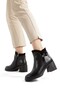 Genuine Leather Thick Heeled Zippered Black Women's Boots Sayano - 4