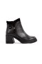 Genuine Leather Thick Heeled Zippered Black Women's Boots Sayano - 3