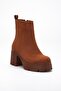 Heeled Boots Women's Platform Tan Suede Flat Zippered - 4