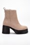 Heeled Boots Women's Platform Leather Suede Flat Zippered - 3