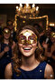 Glitter Embossed Gold Golden New Year Celebration Mask Glasses Luxury Party Accessory