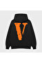 Unisex Vlone Orange Printed 3 Thread Sh Fleece-Lined Hoodie Sweatshirt - 2