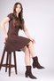 Women's Heeled Western Boots Genuine Leather Brown Suede - 2