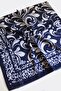 120X120 Leaf Pattern Large Size Scarf Cotton Scarf Oversized Scarf Navy Blue