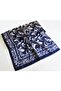 120X120 Leaf Pattern Large Size Scarf Cotton Scarf Oversized Scarf Navy Blue - 2