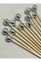 No:106 - 12Pcs 15cm Cocktail Long Toothpicks and Stirrers - Silver Color Disco Ball Beaded 2.0cm - 2