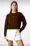 Women's Ecru Buttoned Cardigan Women's Tilia Crop Knit Cardigan - 2