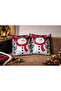New Year's Patterned Set of 2 Premium Fabric Cushion Covers 43X43 cm – Christmas Themed Decorative Pillowcases