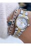 Small Case, with Calendar, Yellow Silver Steel Band,Women Wristwatch+Bracelet - 3