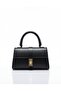 Black Minimalist Classic Handbag - Gold Detailed