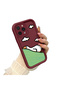 iPhone 16 Pro Max Compatible Flexible Silicone Protection Burgundy Color Cute Duck Case - 3