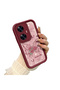 Realme C55 Compatible Rose Butterfly Patterned Burgundy Silicone Shockproof Case - 3
