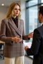 Women's Jacket Collar Long Sleeve Standard Fit Woven Plaid Pattern Blazer Coat Functional Stylish - 4