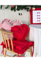 Lovely Heart Ruffled Linen Inner Filled Pillow / Throw Pillow 40cm - 6