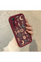 Xiaomi Mi 12 Lite Compatible Maroon Silicone Case-Vintage Patterned Shockproof - 2