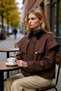 Women's Shirt Collar Low Sleeve Woven Gabardine Oversized Thin Cloak Jacket Coat Functional - 4