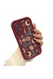 Samsung Galaxy A72 Compatible Maroon Silicone Case-Vintage Pattern Shockproof - 3