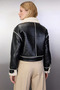 Women's Mock Neck Low Sleeve Faux Leather Coat Functional Durable Quality Comfortable Aesthetic Stylish - 6