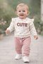 Baby Girl Top and Bottom Set Cute Printed Long Sleeve Cotton Plum Casual Set 100% Cotton - 3