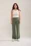 Women's Khaki Wide-Leg Modal Fabric Leggings Pants Soft Texture Stylish Lycra Front Ruched Wide Fit - 3