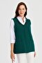 Embroidery Detailed Zippered Knitwear Vest - Green - 5
