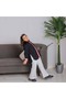 بنطال ابيض كاروهات بحزام احمر - 5