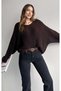 Boat Neck Sleeve Layered Thick Knit Sweater