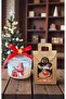 New Year's Themed Snowman Decorated Decorative Mica Candle Gift Set New Year's Booties Socks in Kraft Box - 2
