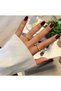 Women's Gold Vintage Textured Zircon Stone Adjustable Thin Ring - 5