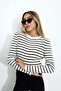 Ecru Crew Neck Striped Knitwear Sweater - 3