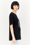 Women Crew Neck Short Sleeve Graphic Print T-Shirt, Black - 2