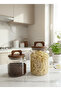 2 Pieces Acacia Vacuum Lid Glass Jar Spice Jar Turkish Delight Jar Sugar Bowl 13X11.5 and 18X11.5 cm - 2