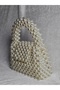 Women's White Pearl Handmade Evening Dress & Shoulder Bag - Special Design