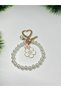 Pearl Detailed Steel Keychain – Stylish Modern Bag Ornament - 3