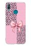 Huawei P Smart 2019 Compatible Pink Leopard Pattern and Ribbon Printed Silicone Case