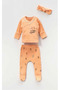 Daisy Embroidered Newborn Hospital Release 3-Piece Bodysuit Set - Orange - 2