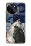 Realme 11 4g Compatible Blue Carpet Patterned Black and White Horse Printed Silicone Case