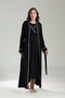 Black Maternity Nursing Nightgown Dressing Gown Set - White Piped Hospital Discharge Nightgown Set