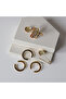 3-Piece Steel Zircon Stone Gold and Silver Detailed Hook Needle Earcuff Cartilage Earring / Detachable - 3
