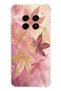 Realme 12 4g-12 Plus Compatible Pink and Burgundy Tone Leaf Printed Silicone Case