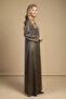 Womens Abaya Long Sleeve Maxi Modest V-neck Quality Fabric Embosed Floral Muslim Arabic Abaya - 3