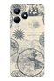 Realme Note 50 Compatible Vintage World Map and Compass Printed Silicone Case