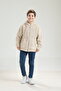 Boy's Plush Thick Textured Welsoft Winter Kangru Pocket Hooded Zipper Sweatshirt Cardigan - 2
