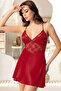 Backless lace-trimmed burgundy satin nightgown