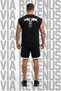 Gym Bulls Printed Black Sleeveless 100% Cotton T-Shirt and Piped Jersey Fabric Sports Shorts Combination Set