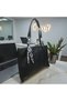 Women's Black Scarf Detailed Zipper Closure Single Compartment Large Size Women's Shoulder Bag (40X32X8 cm) - 5
