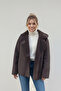 Brown Plush Lined Faux Leather O Oversized Thick Coat - 2