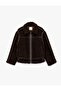 Faux Suede Lined Long Sleeve Pocket Zipper Short Plush Women's Coat Jacket 6Wak20129Ew - 2