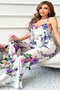 Floral patterned plus size white summer pajama set - 2